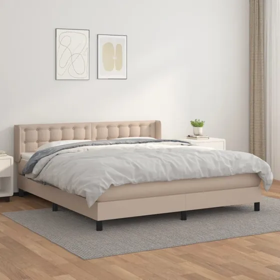 vidaXL Kontinentalseng 180x200 cm Cappuccino Kunstlæder