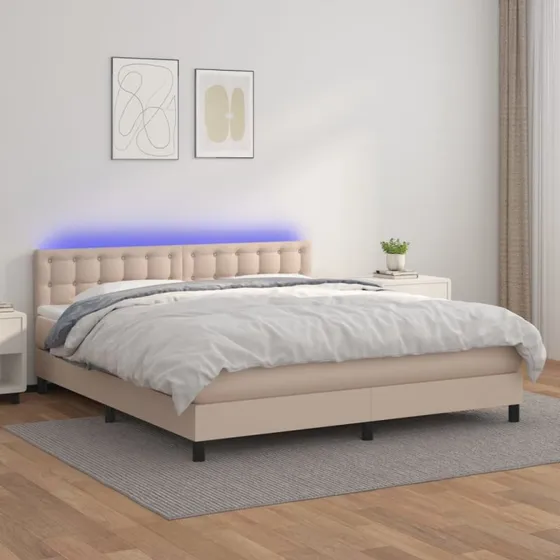 vidaXL Kontinentalseng LED-lys 180x200 cm cappuccino