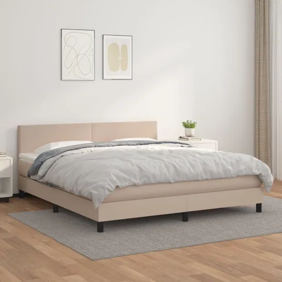 vidaXL Kontinentalseng 180x200 cm Cappuccino Kunstlæder