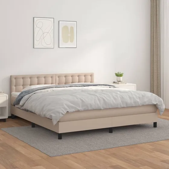 vidaXL Kontinentalseng 180x200 cm Cappuccino Kunstlæder