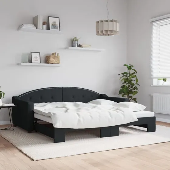 vidaXL daybed med udtræk 90x190 cm, sort