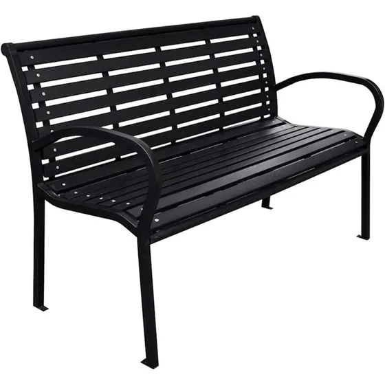 vidaXL havebænk 116 cm stål og WPC sort