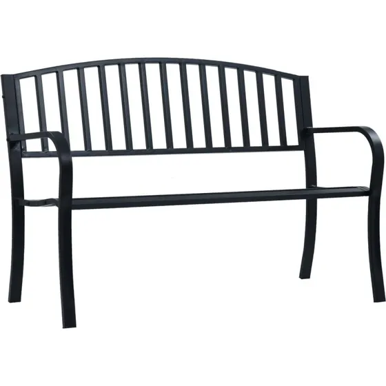 vidaXL Havebænk 120 cm Stål Sort