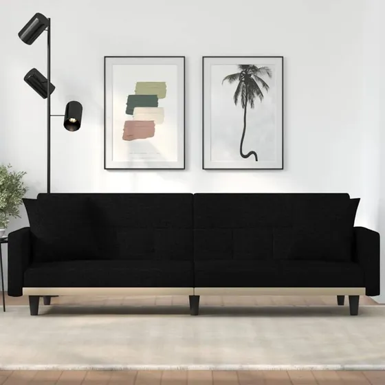 vidaXL Sovesofa med hynder, stof, sort