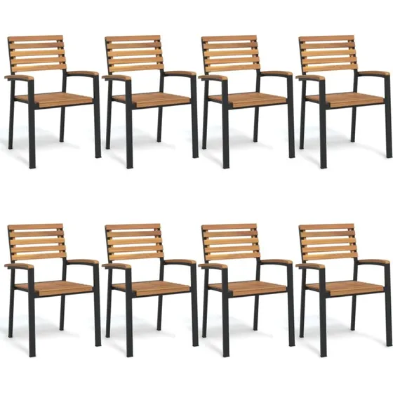 vidaXL Havestole 8 stk. stabelbare akacietræ og metal