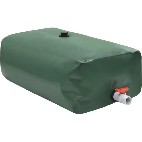 vidaXL vandtank med hane 500 l grøn, sammenfoldelig PVC