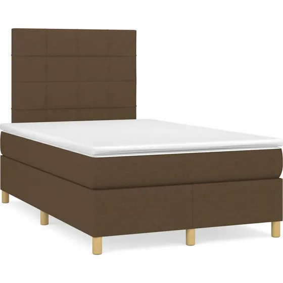 vidaXL Kontinentalseng 120x190 cm mørkebrun med justerbar hovedgærde