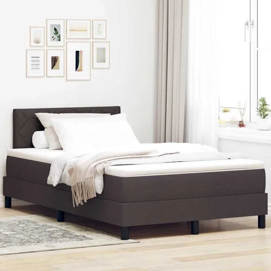 vidaXL Box spring seng med hovedgærde, Mørk Brun, 120 x 190 cm