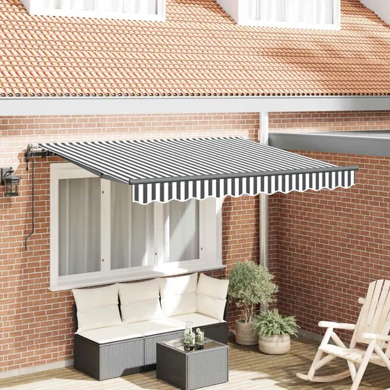 vidaXL Utrækkelig Markise Anthracit og Hvid 350 x 200 cm