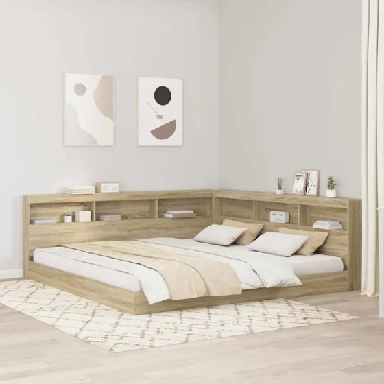 vidaXL Bogreol Seng Sonoma-eg 180 x 200 cm Konstrueret træ