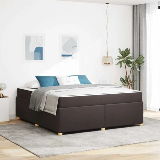vidaXL Sengestel med Madras Mørk Brun 180x200 cm Stof