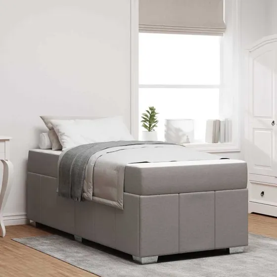 vidaXL Sengestel med Madras Gråbrun 120 x 190 cm Stof