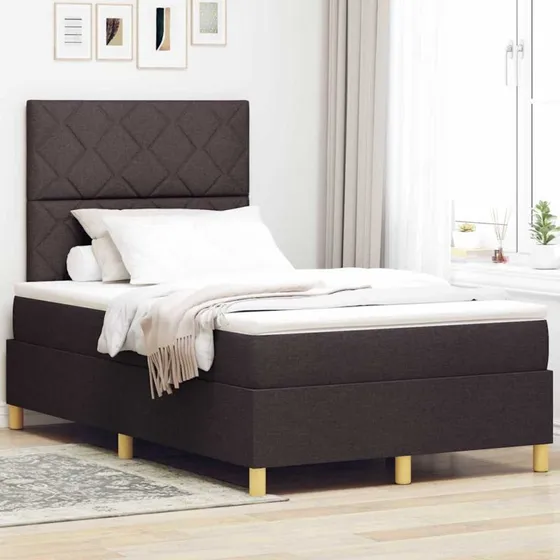 vidaXL LED Box Spring Seng 120 x 190 cm Mørk Brun