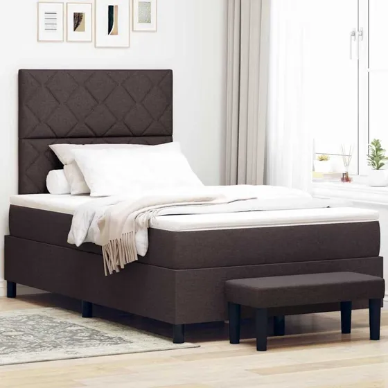 vidaXL Box Spring Seng Mørk Brun 120x190 cm Stof
