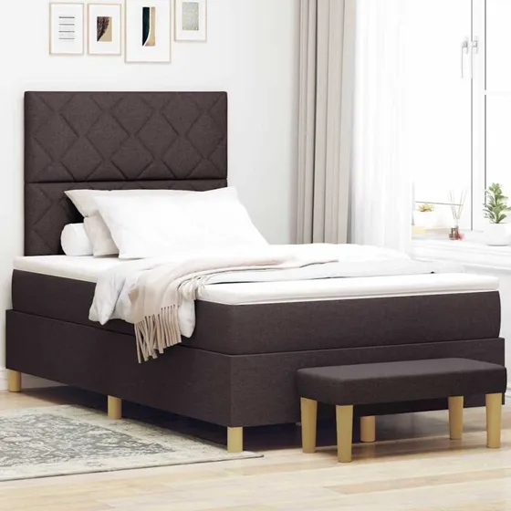 vidaXL Box Spring Seng med Madras, Mørkebrun 120 x 190 cm