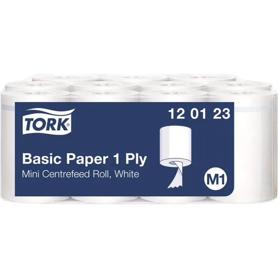 Tork Aftørringspapir Basic 1-lag M1, 11 ruller