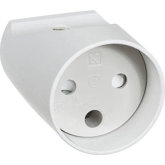 Forlængerled Rund U/J 025 Hvid 16A 250V