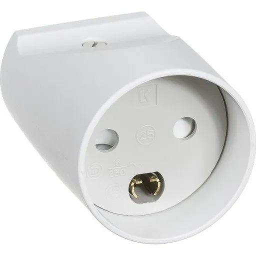 LK Forlængerled, rund, med jord, hvid, 16A, 250V