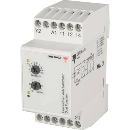 Carlo Gavazzi Niveauforstærkerrelæ 24V AC/DC 2x8A DIN-skinne