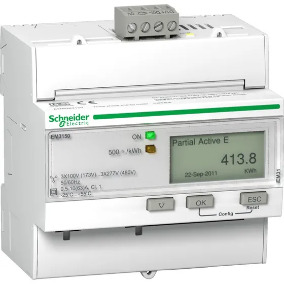 Schneider Electric iEM3150 3P+N 400V 63A Modbus kWh-måler