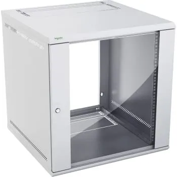 LK Actassi 19" Vægrack 12HE Fladpak Lysegrå med Glasdør 600x600 mm