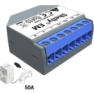Shelly EM WiFi Energimåler 2x50/120A (uden strømtrafo)