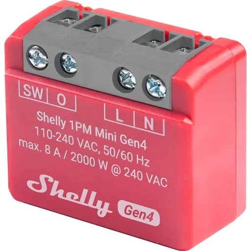 Shelly 1PM Mini Gen4 Relæ med Effektmåling, Wi-Fi & Zigbee