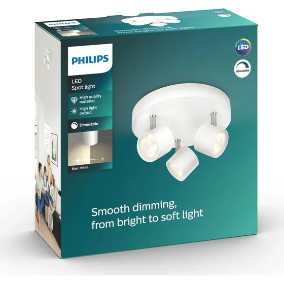 Philips myLiving Star 3-spot LED spot, hvid