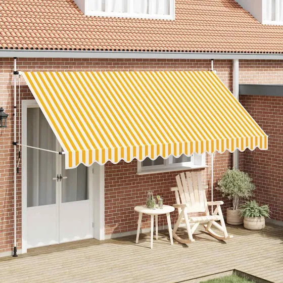 vidaXL Foldemarkise 400 cm stribet orange/hvid manuel betjening