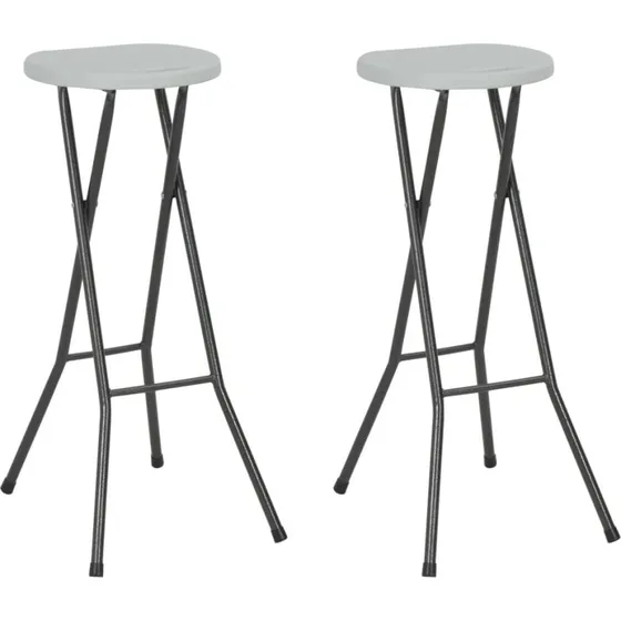 vidaXL Foldbare Barstole 2 stk. Hvid (HDPE & Stål)