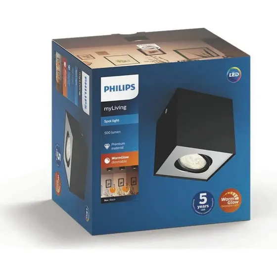 Philips myLiving Box Single spot, sort, 1x4,5W