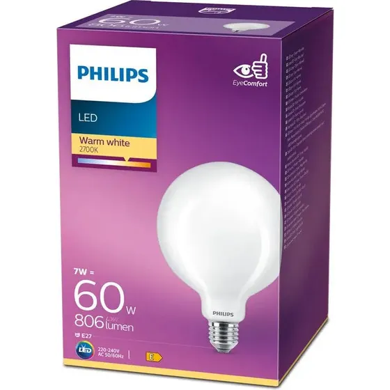 Philips LED 7W E27 2700K 806lm Globe Mat