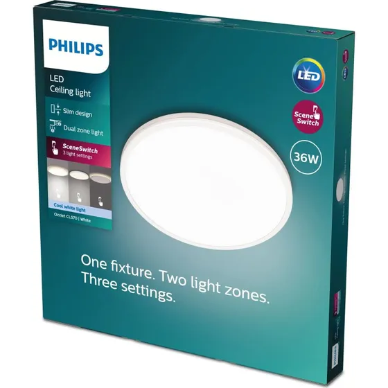 Philips myLiving Ozziet CL570 SS RD 36W 40K W HV 06, hvid, Ø52,5 cm