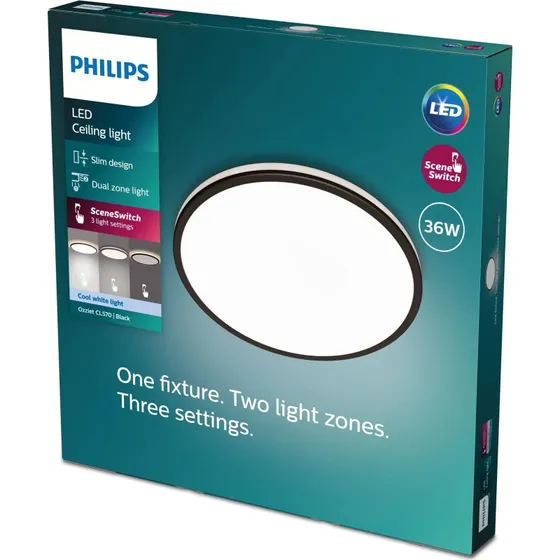 Philips myLiving Ozziet CL570 SS RD 36W 40K B HV 06, sort, Ø52,5 cm