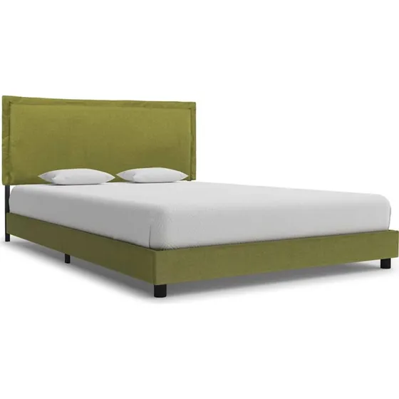 vidaXL Sengeramme 135x190 cm Grøn Stof