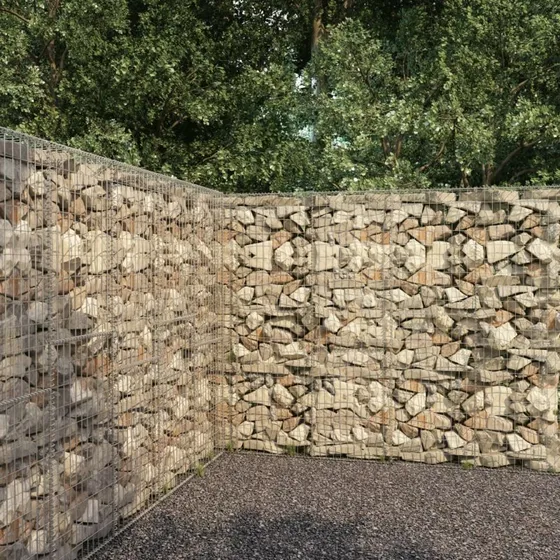 vidaXL Gabionvæg 300x50x200 cm galvaniseret stål med dæksler