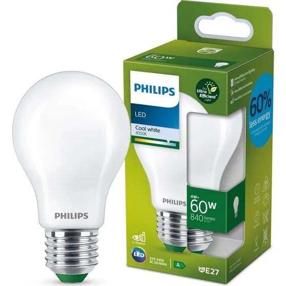 Philips LED-lampe 4W E27 4000K 840lm Mat