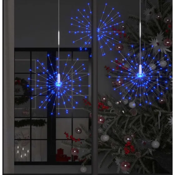 vidaXL lysende fyrværkeridekoration 20 cm, 140 LED, lyseblå
