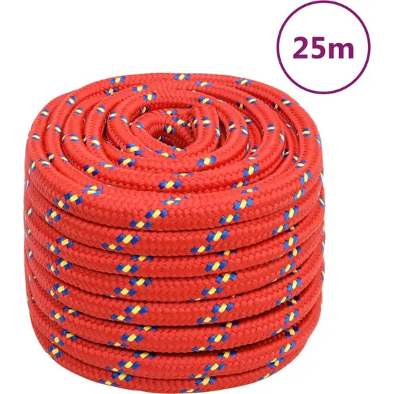vidaXL Tovværk 20 mm 25 m rødt polypropylen