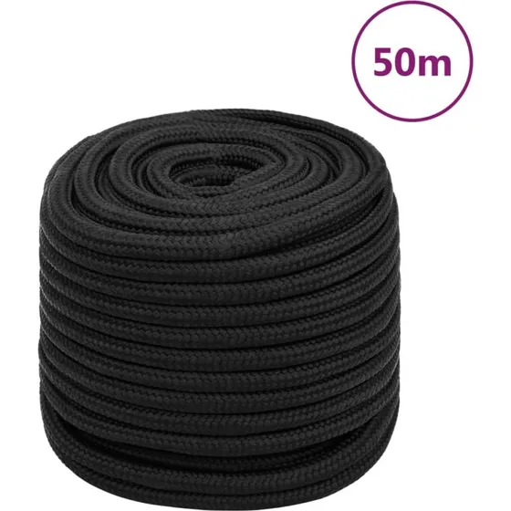 vidaXL Tovværk 16 mm 50 m sort polypropylen
