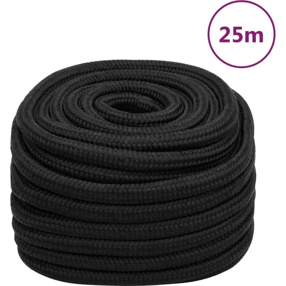 vidaXL tovværk 20 mm, 25 m, polypropylen, sort
