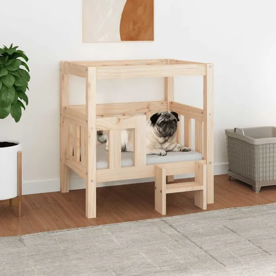 vidaXL Hundeseng 65,5x50,5x70 cm i massivt fyrretræ