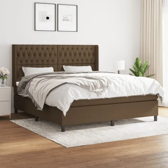 vidaXL Kontinentalseng 180x200 cm mørkebrun med justerbar gavl og pocketfjedresmadras