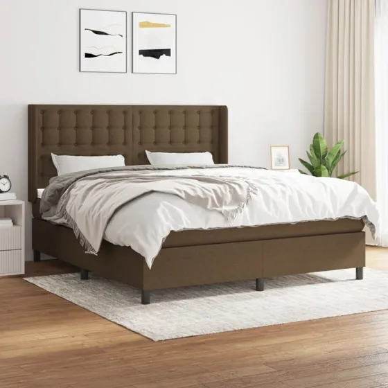 vidaXL Kontinentalseng 180x200 cm mørkebrun med pocketfjedre