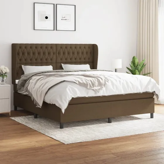 vidaXL Kontinentalseng 180x200 cm mørkebrun med madras