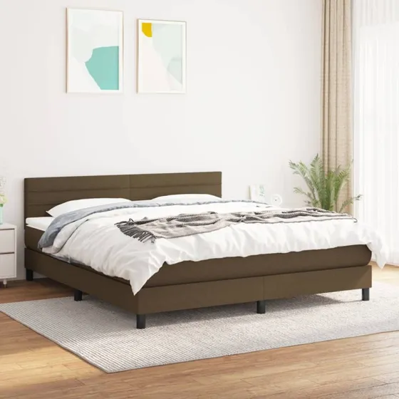 vidaXL Kontinentalseng 180x200 cm mørkebrun med pocketfjedre