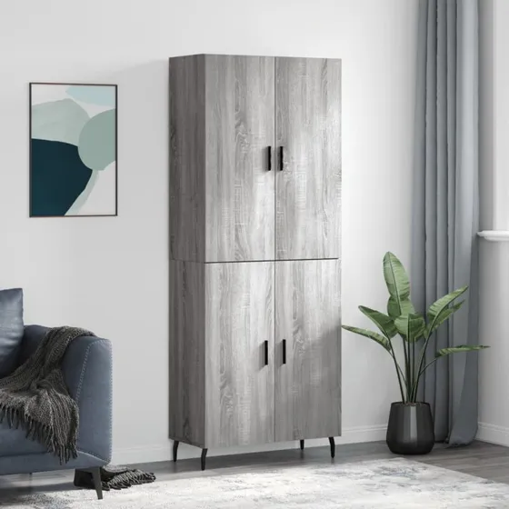 vidaXL Højskab 69,5x34x180 cm Konstrueret Træ Grå Sonoma-Eg