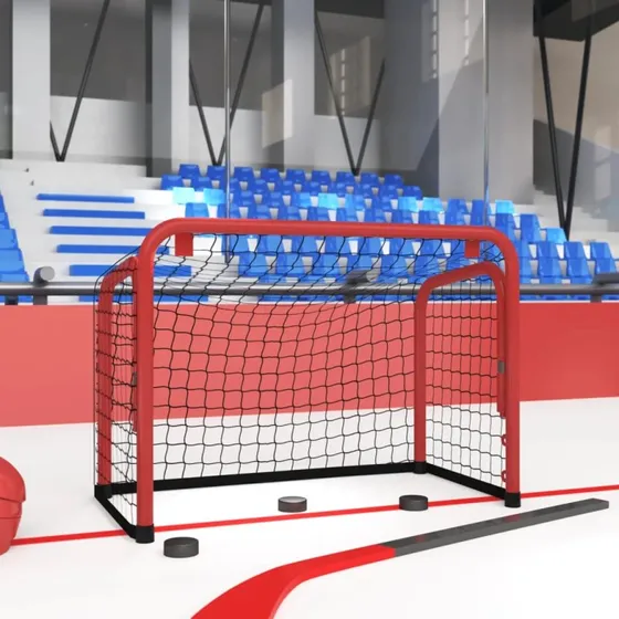 vidaXL Hockeymål med net 68x32x47 cm rød og sort