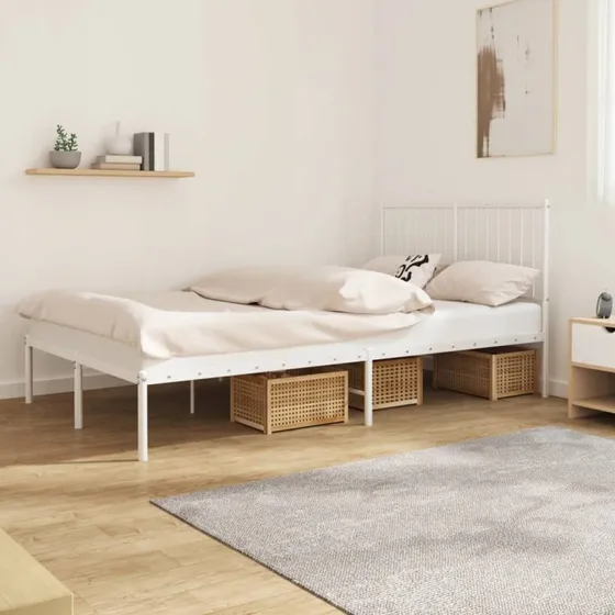 vidaXL Sengeramme 120x200 cm metal hvid med sengegavl