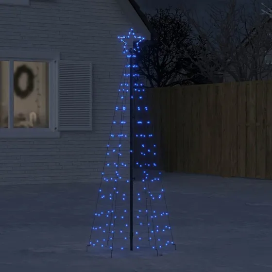 vidaXL LED-juletræ med spyd 180 cm, 220 LED'er, blåt lys